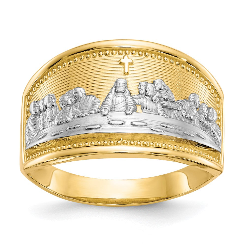 10K Yellow W/Rhodium & Rhodium Ladies Last Supper Ring