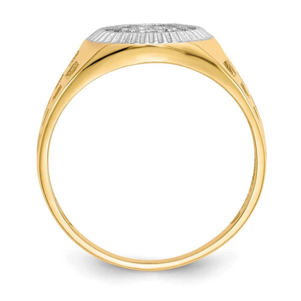10K Yellow W/Rhodium 10K Men'S Cz Cluster Ring