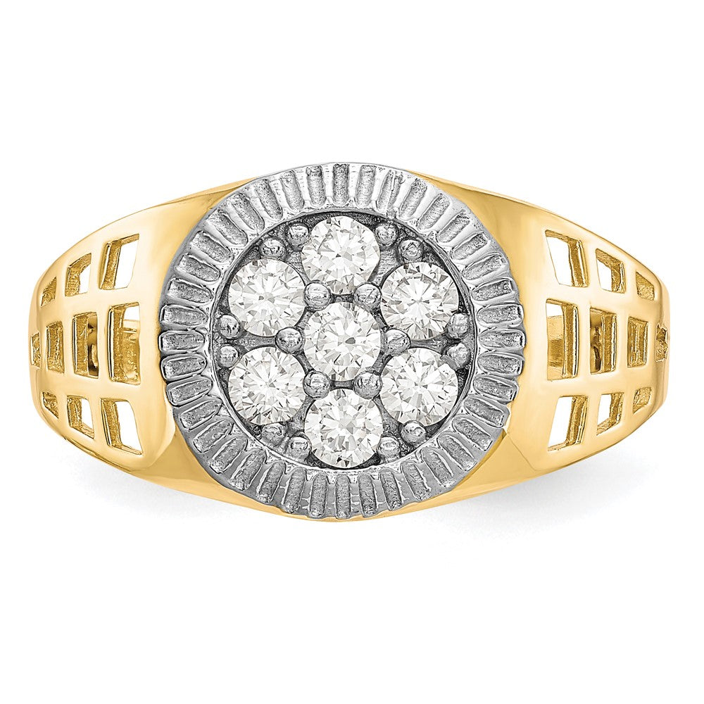 10K Yellow W/Rhodium 10K Men'S Cz Cluster Ring