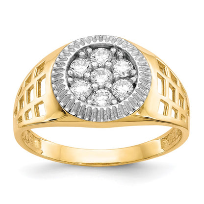 10K Yellow W/Rhodium 10K Men'S Cz Cluster Ring