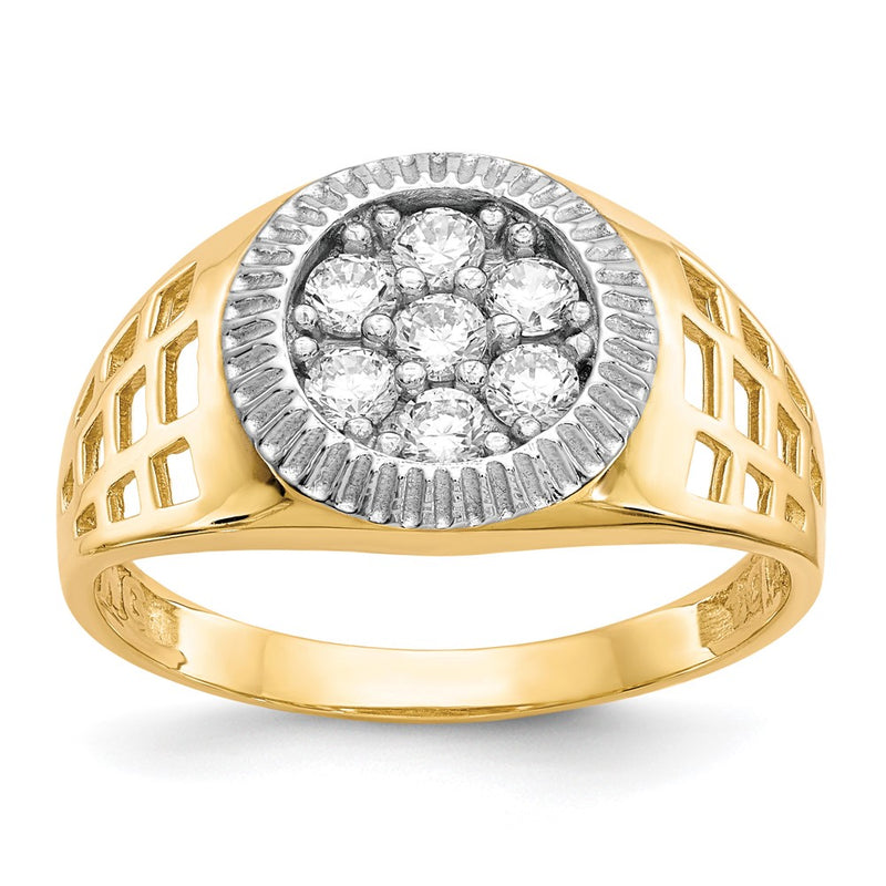 10K Yellow W/Rhodium 10K Men'S Cz Cluster Ring