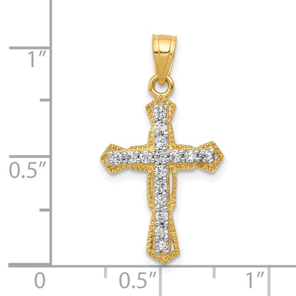 10k Yellow Gold 10k CZ Cross Pendant