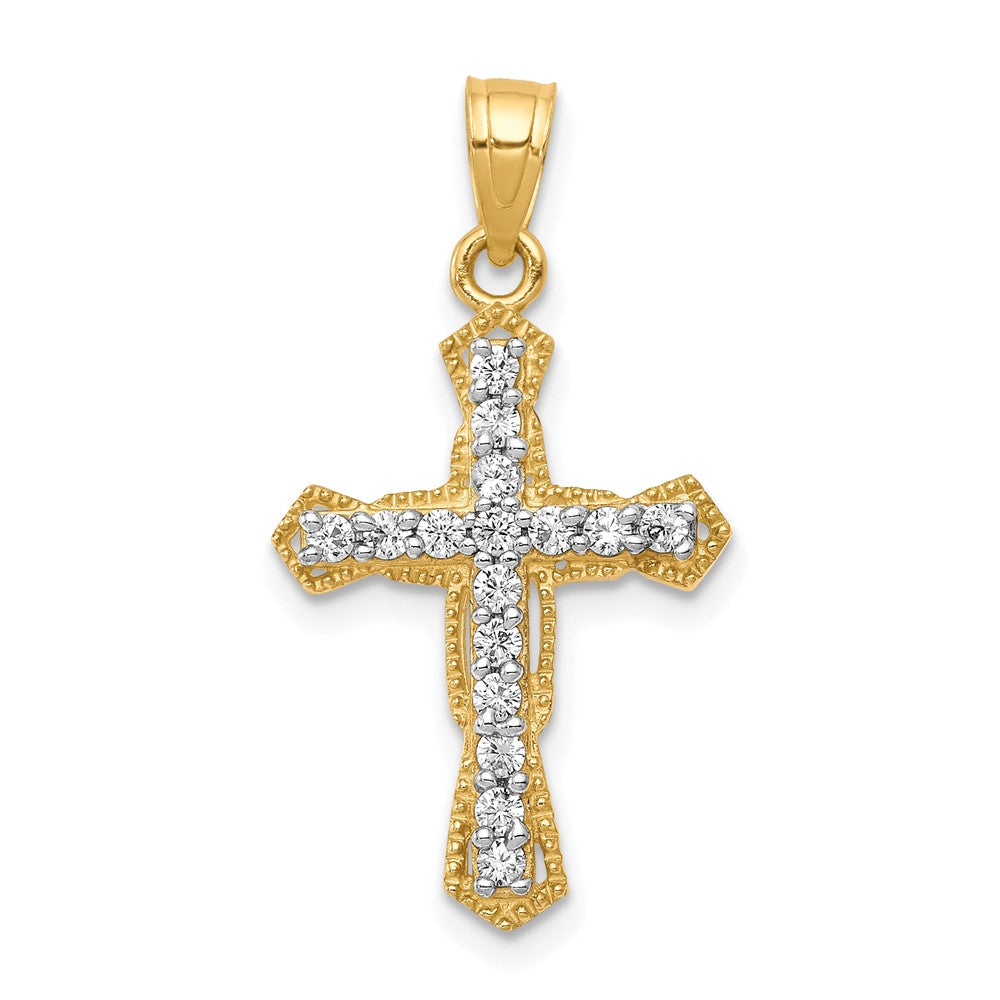 10k Yellow Gold 10k CZ Cross Pendant