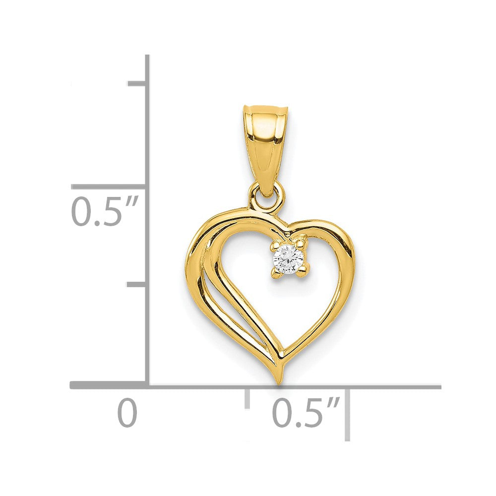 10k Yellow Gold 10k CZ Heart Pendant