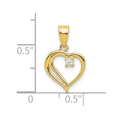 10k Yellow Gold 10k CZ Heart Pendant