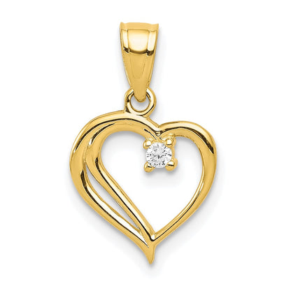 10k Yellow Gold 10k CZ Heart Pendant