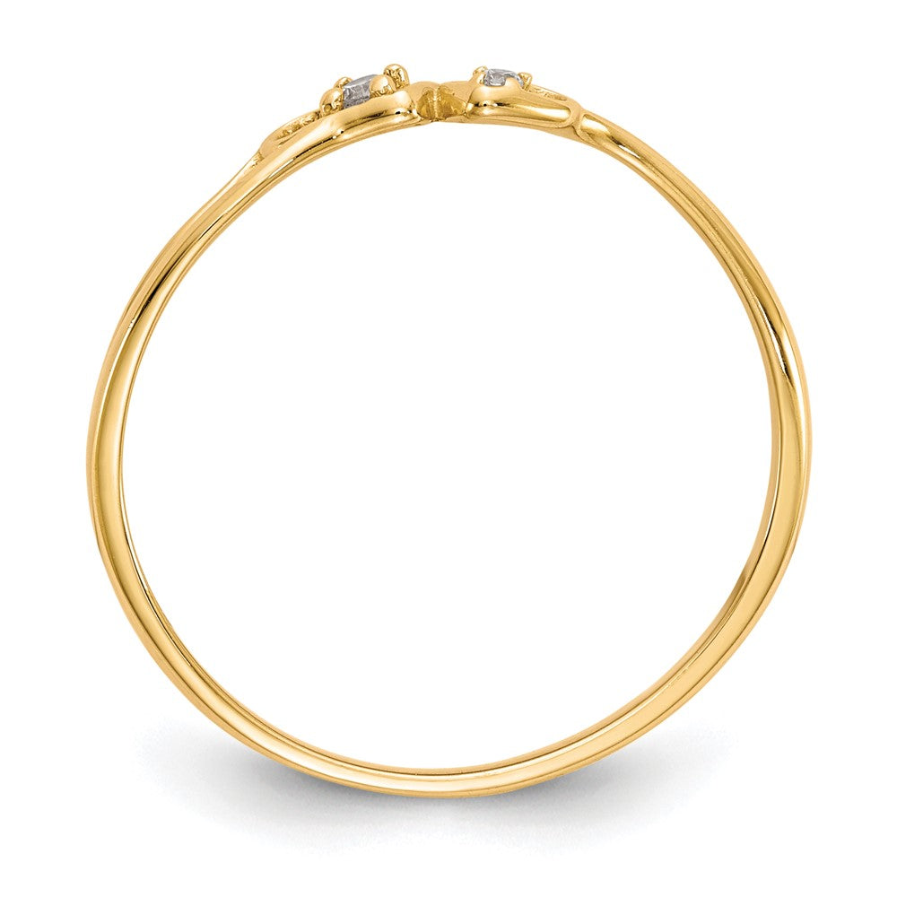 10K Yellow Gold Cz Double Heart Ring
