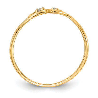 10K Yellow Gold Cz Double Heart Ring