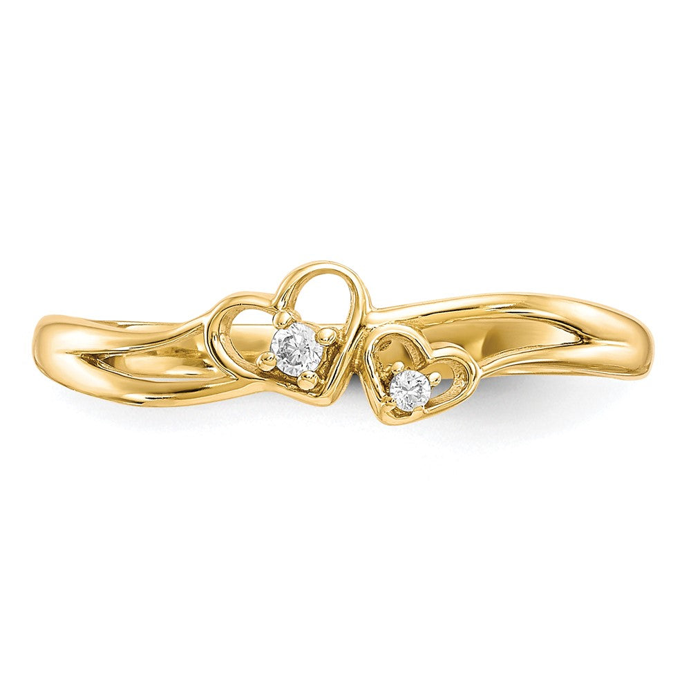 10K Yellow Gold Cz Double Heart Ring