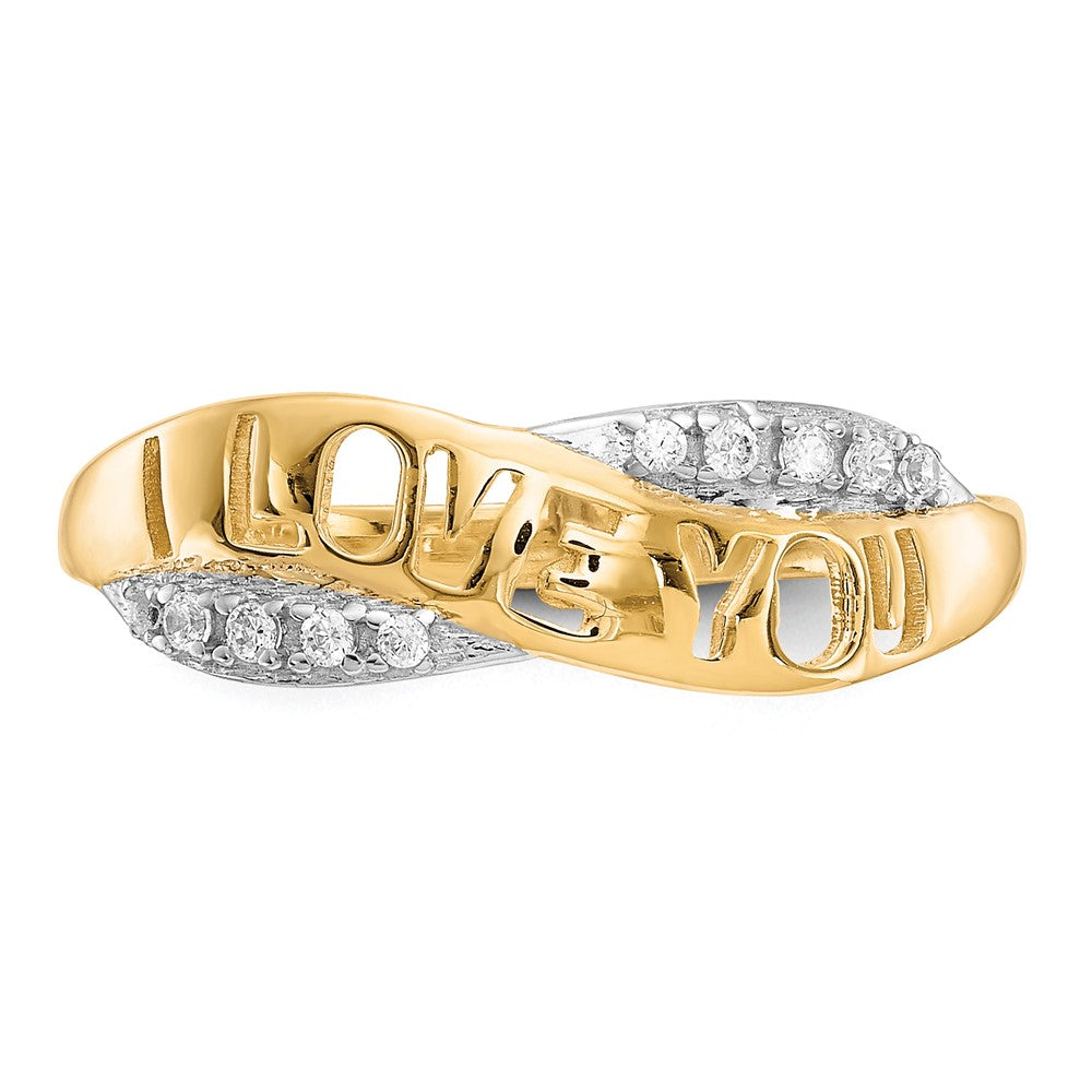 10K Yellow W/Rhodium 10K Cz I Love You Ring