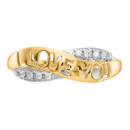 10K Yellow W/Rhodium 10K Cz I Love You Ring