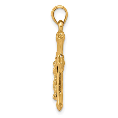 10k Yellow Gold Reversible Crucifix /Cross Pendant