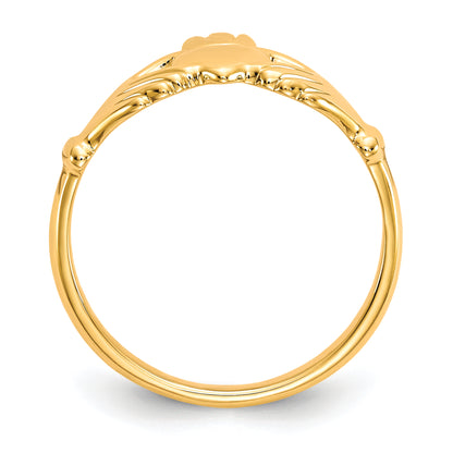 10K Yellow Gold Polished Claddagh Ring