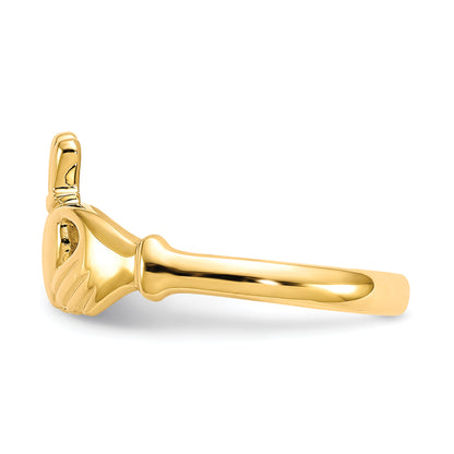 10K Yellow Gold Polished Claddagh Ring
