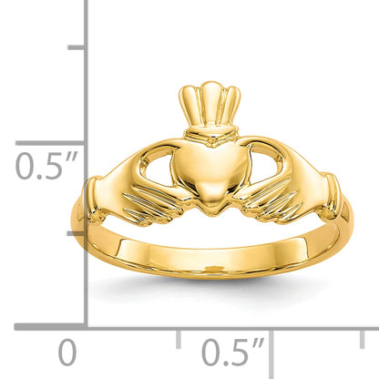 10K Yellow Gold Polished Claddagh Ring
