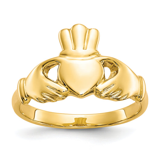 10K Yellow Gold Polished Claddagh Ring