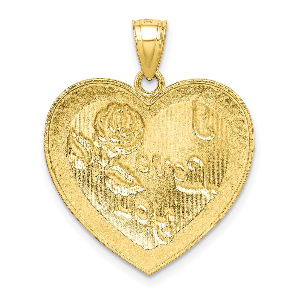 10K Yellow Gold 10K Diamond-Cut I Love You Heart Charm