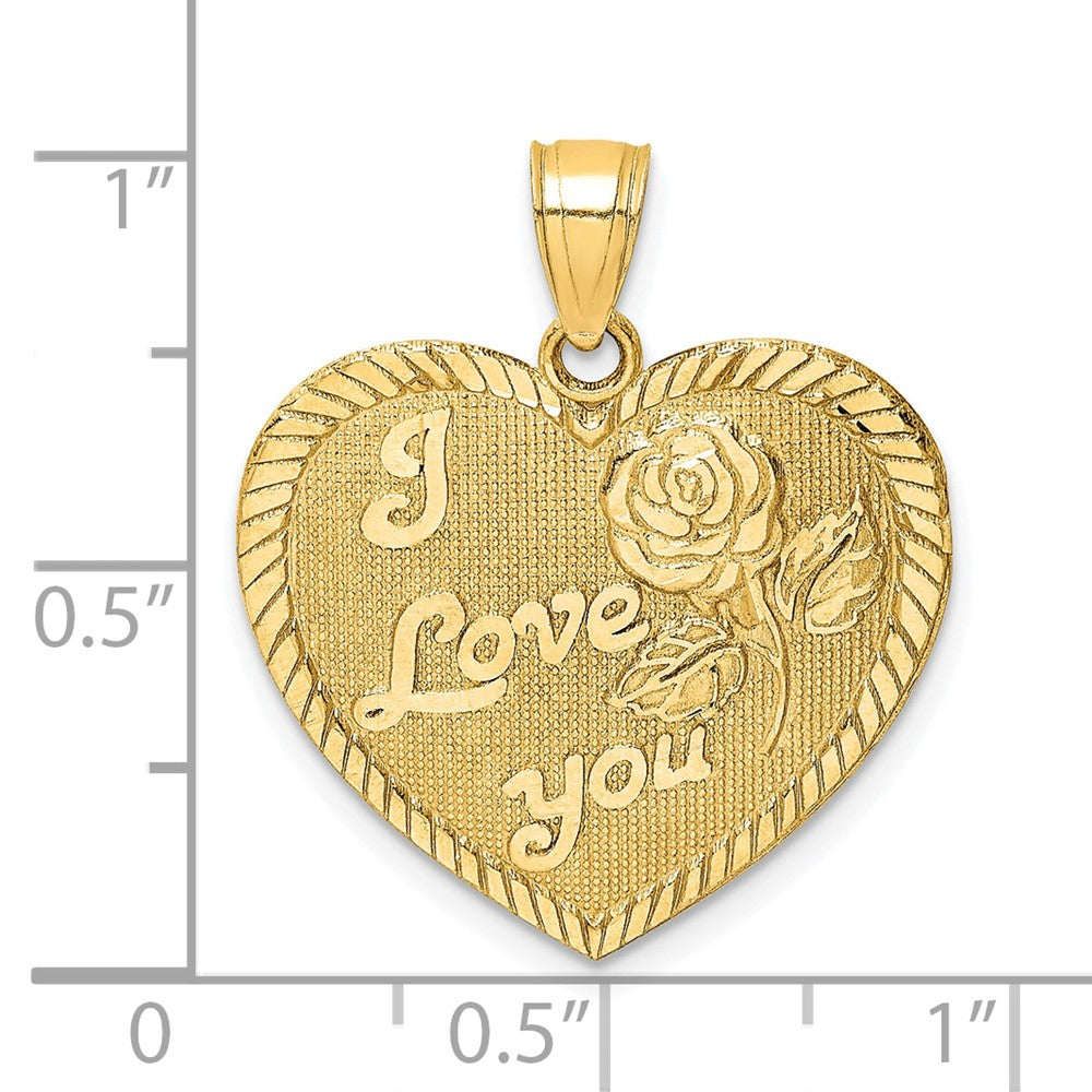10K Yellow Gold 10K Diamond-Cut I Love You Heart Charm