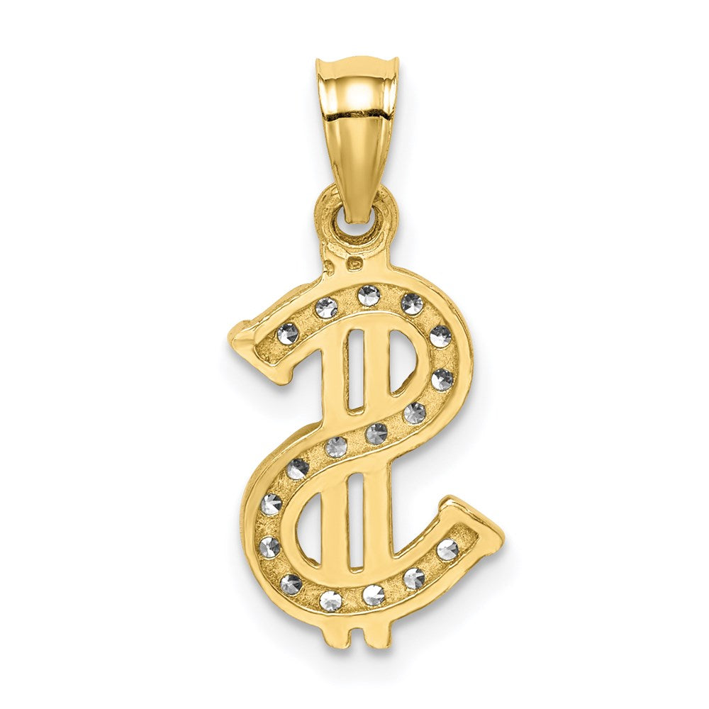 10k Yellow Gold 10K CZ Dollar Sign Pendant
