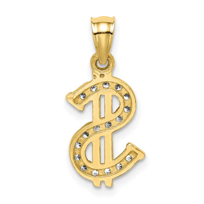 10k Yellow Gold 10K CZ Dollar Sign Pendant