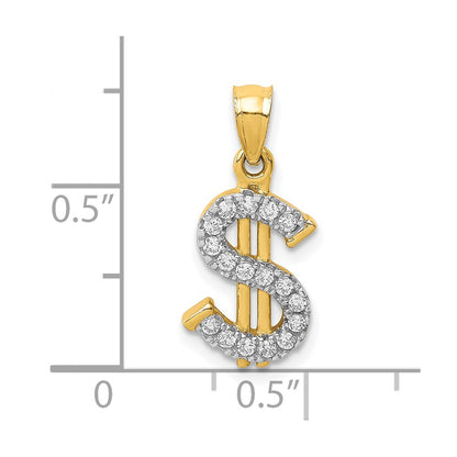10k Yellow Gold 10K CZ Dollar Sign Pendant