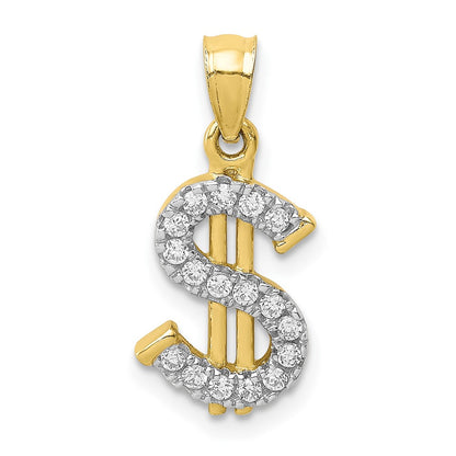 10k Yellow Gold 10K CZ Dollar Sign Pendant