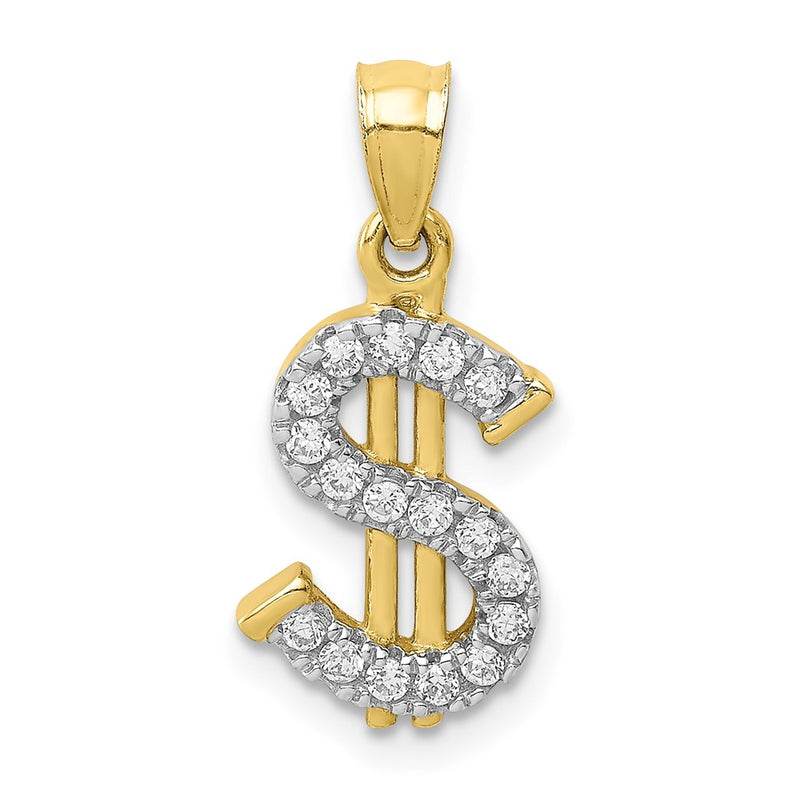 10k Yellow Gold 10K CZ Dollar Sign Pendant