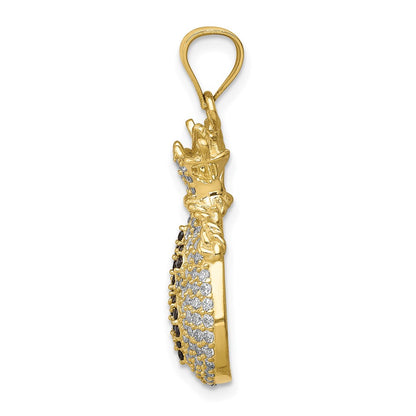 10k Yellow Gold 10K Black and Clear CZ Micro Pave Money Bag Pendant