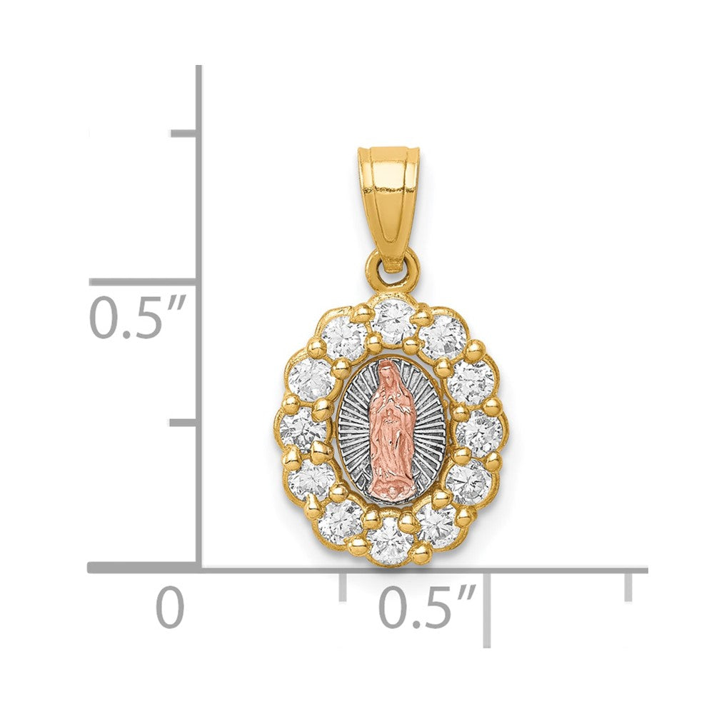 10k Two-tone 10K Two-Tone w/White Rhodium CZ Guadalupe Pendant