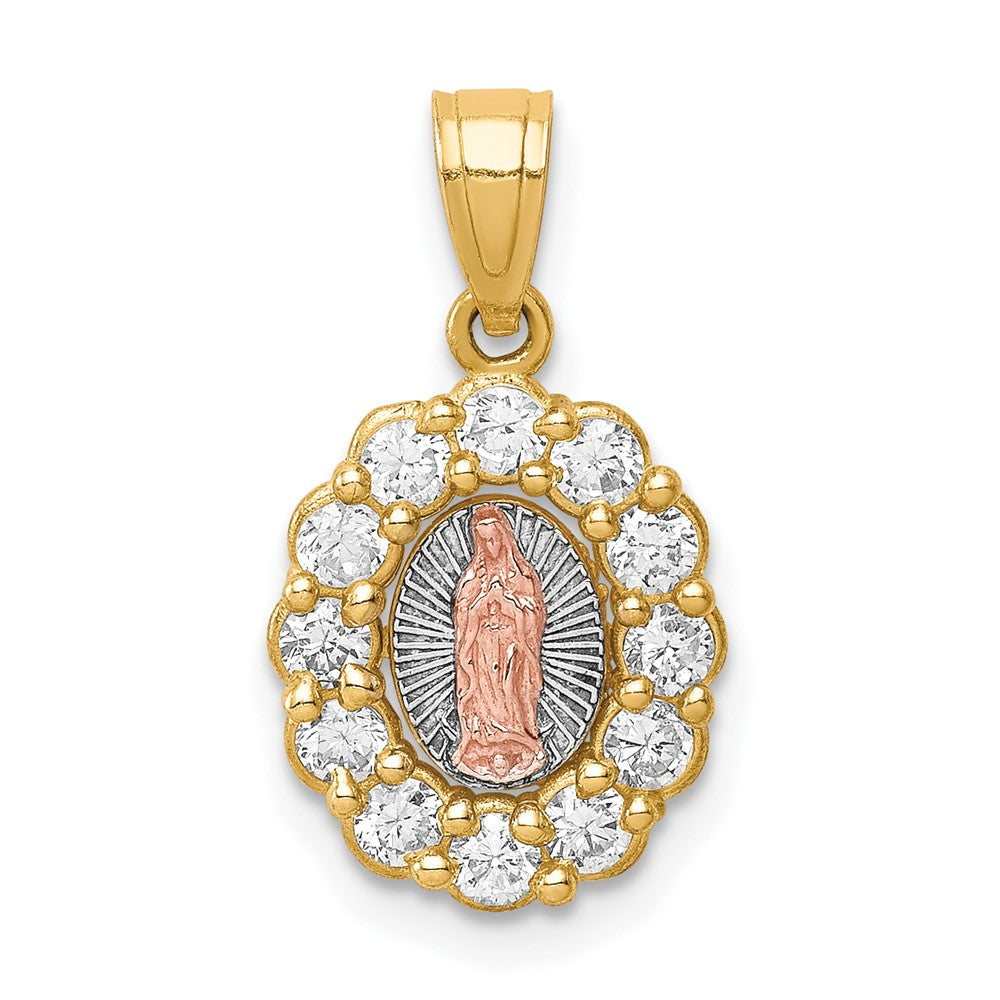 10k Two-tone 10K Two-Tone w/White Rhodium CZ Guadalupe Pendant