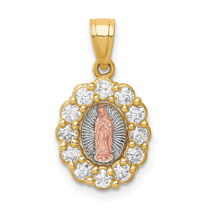 10k Two-tone 10K Two-Tone w/White Rhodium CZ Guadalupe Pendant