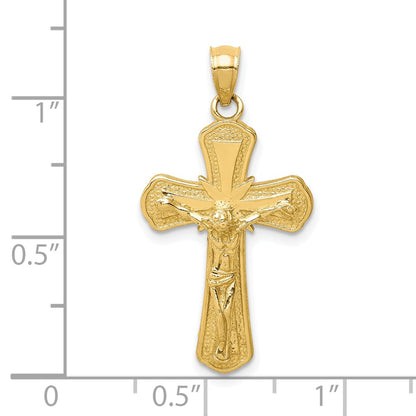 10K Yellow Gold 10K Polished Textured Crucifix Pendant