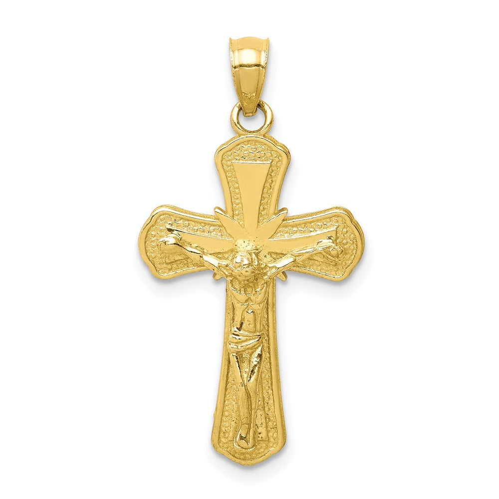10K Yellow Gold 10K Polished Textured Crucifix Pendant
