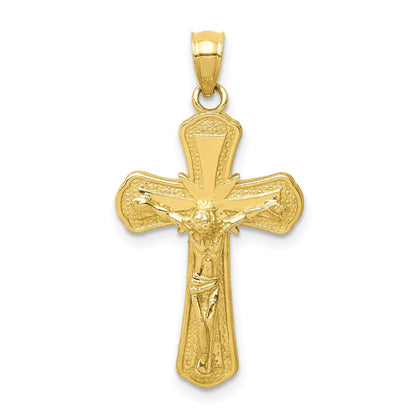 10K Yellow Gold 10K Polished Textured Crucifix Pendant