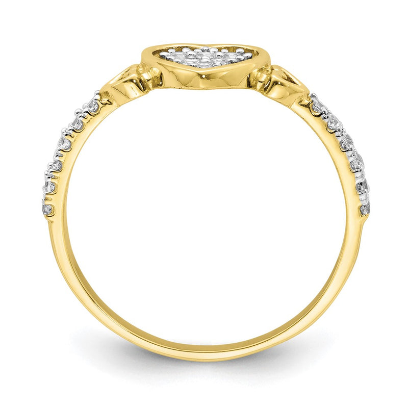 10K Yellow Gold 10K Cz Fancy Heart Ring
