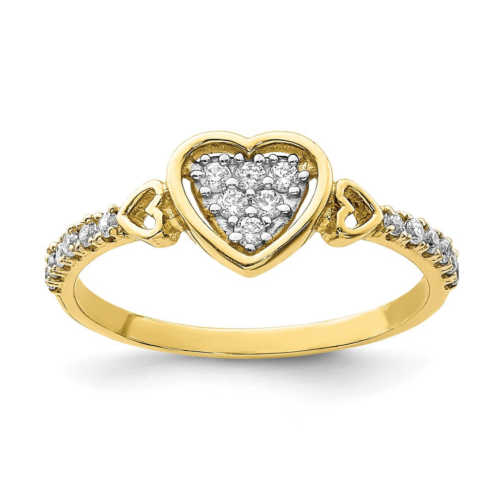 10K Yellow Gold 10K Cz Fancy Heart Ring