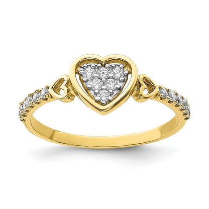 10K Yellow Gold 10K Cz Fancy Heart Ring