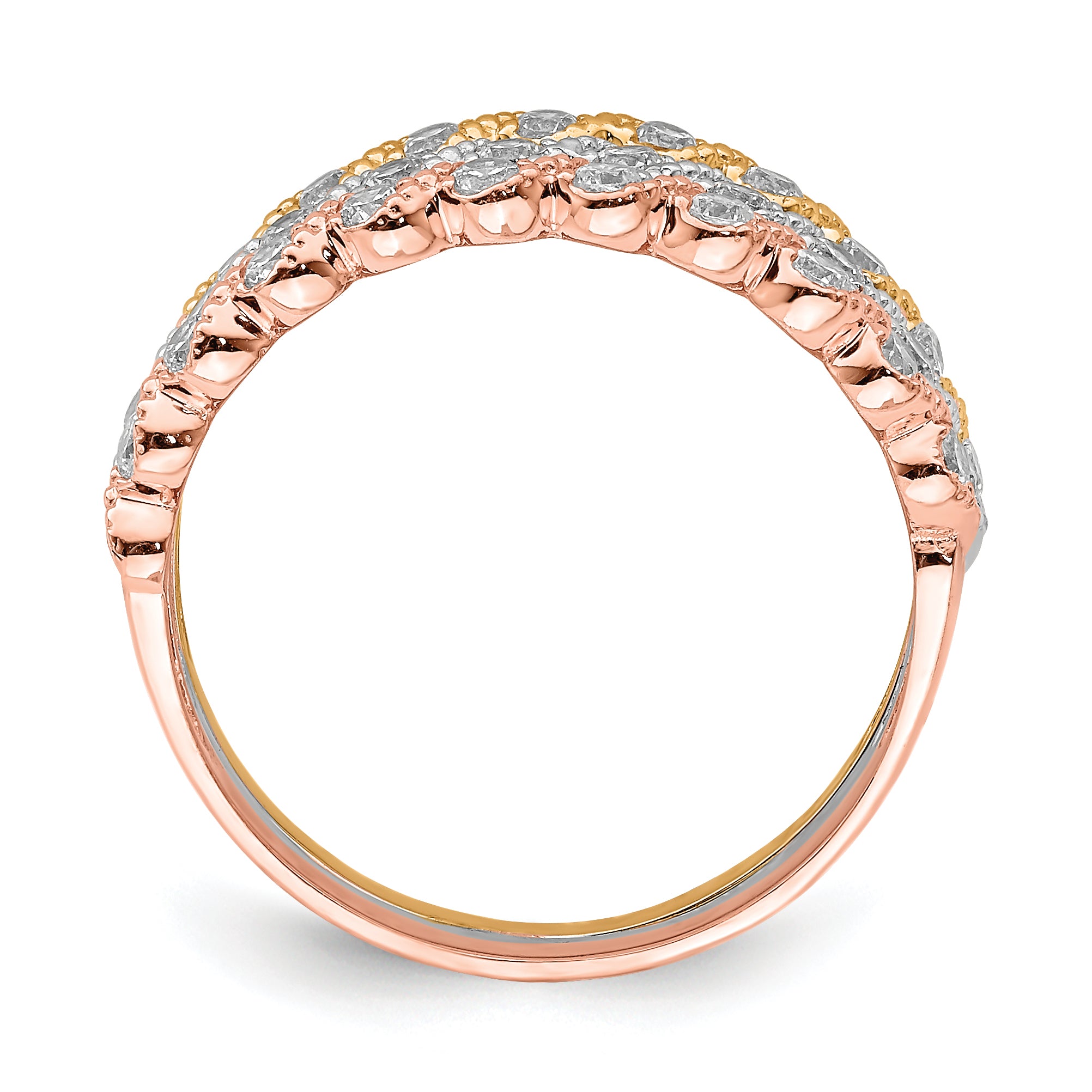 10K Tri Color 10K Tri-Color Set Of Three Stackable Cz Rings