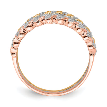 10K Tri Color 10K Tri-Color Set Of Three Stackable Cz Rings