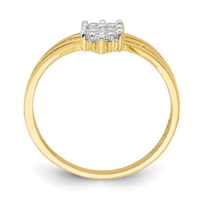 10K Yellow Gold Cz 3 Line Ring (Size 6.75 Only)