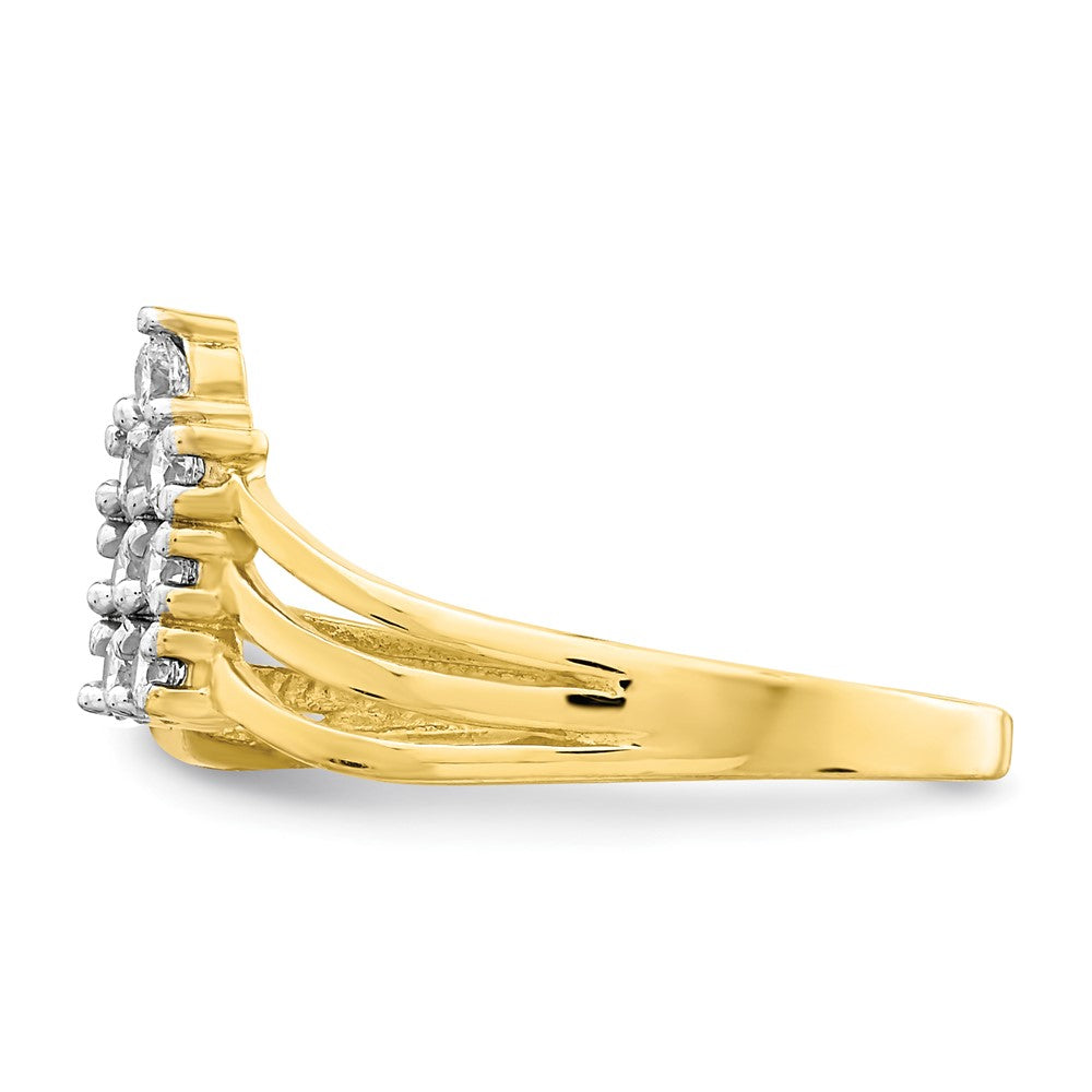 10K Yellow Gold Cz 3 Line Ring (Size 6.75 Only)