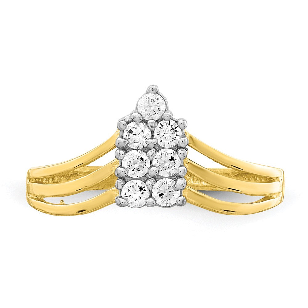 10K Yellow Gold Cz 3 Line Ring (Size 6.75 Only)