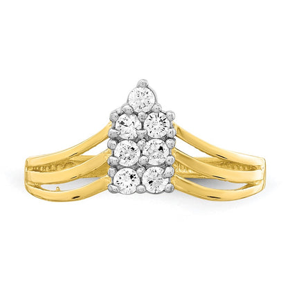 10K Yellow Gold Cz 3 Line Ring (Size 6.75 Only)