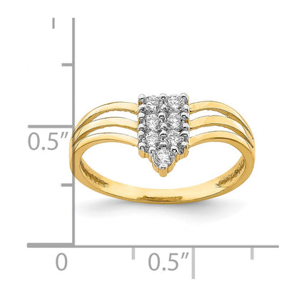 10K Yellow Gold Cz 3 Line Ring (Size 6.75 Only)