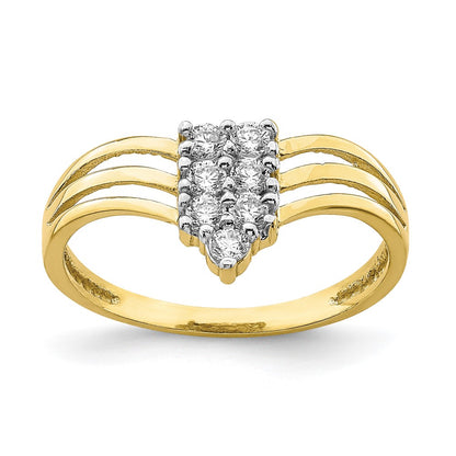 10K Yellow Gold Cz 3 Line Ring (Size 6.75 Only)