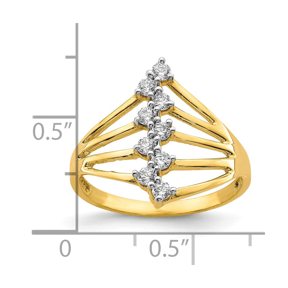 10K Yellow Gold 10K Cz 9-Stone Ring