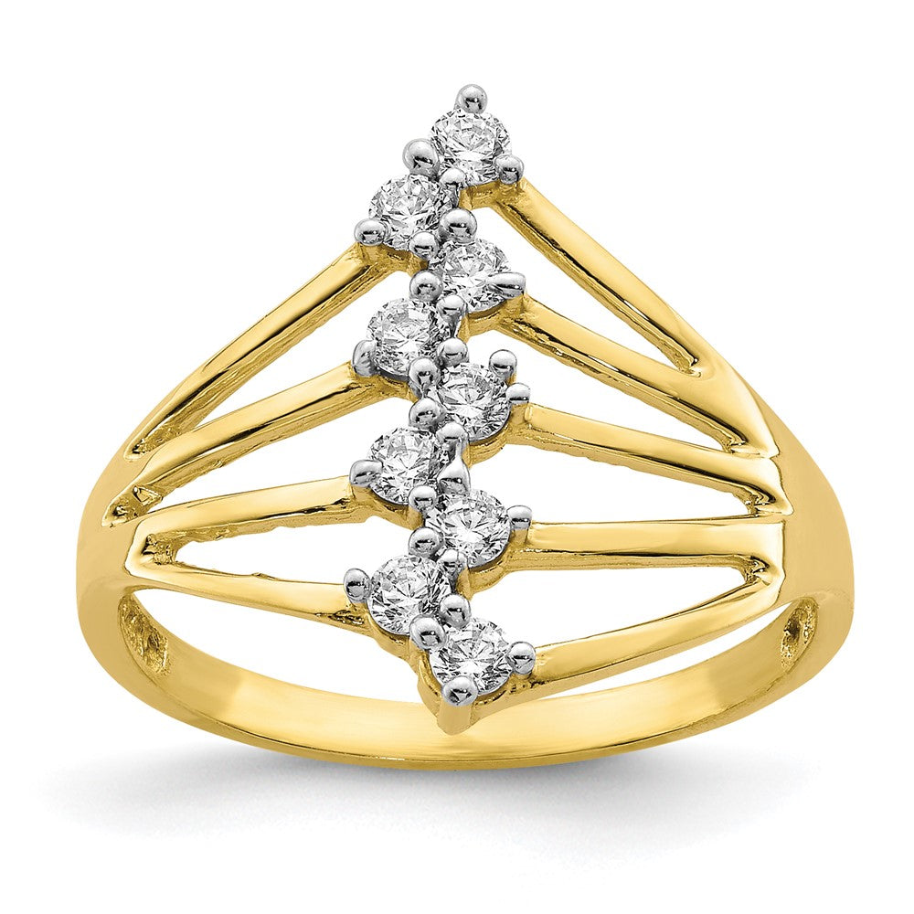 10K Yellow Gold 10K Cz 9-Stone Ring