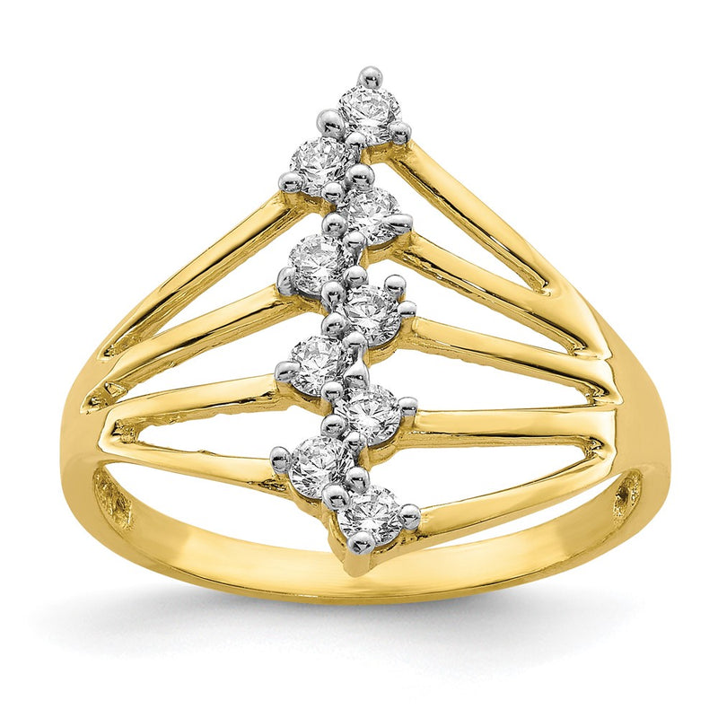10K Yellow Gold 10K Cz 9-Stone Ring