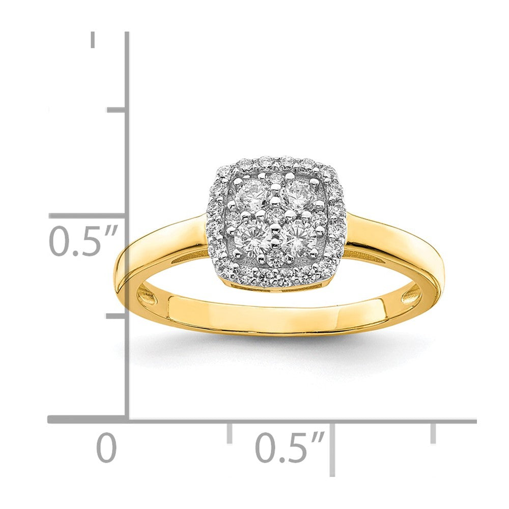 10K Yellow Gold 10K Square Cz Fancy Ring