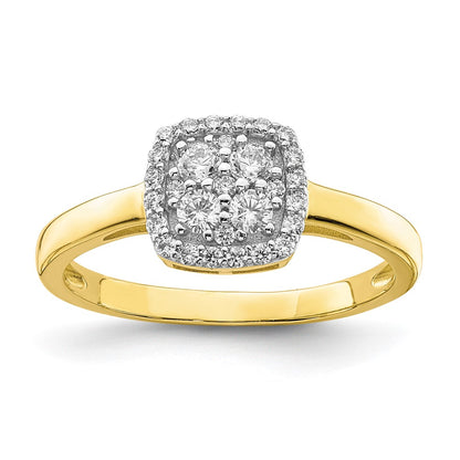 10K Yellow Gold 10K Square Cz Fancy Ring